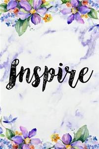 Inspire: Blank Lined Notebook Journal Diary Composition Notepad 120 Pages 6x9 Paperback Purple Marble Flowers