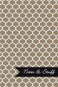 Notes & Stuff - Lined Notebook with Khaki Moroccan Trellis Pattern Cover
