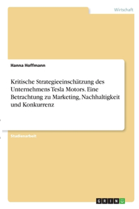 Kritische Strategieeinschätzung des Unternehmens Tesla Motors. Eine Betrachtung zu Marketing, Nachhaltigkeit und Konkurrenz