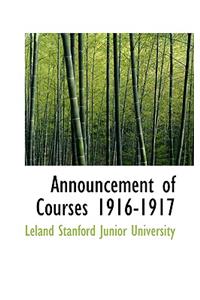 Announcement of Courses 1916-1917