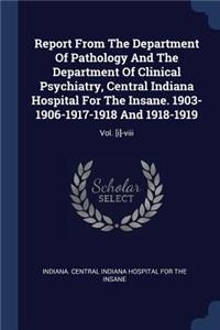 Report From The Department Of Pathology And The Department Of Clinical Psychiatry, Central Indiana Hospital For The Insane. 1903-1906-1917-1918 And 1918-1919