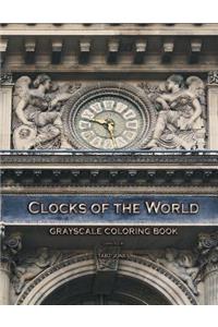 Clocks Of The World Grayscale Coloring Book