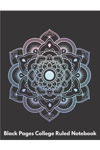 Black Pages College Ruled Notebook