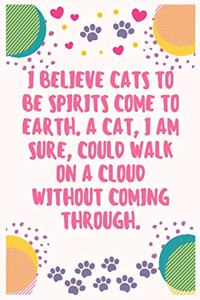 I believe cats to be spirits come to earth. A cat, I am sure, could walk on a cloud without coming through