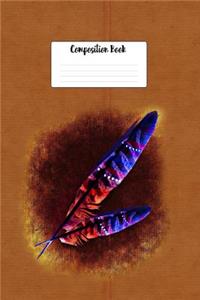 Composition Book: Native American Indian Stripe Feathers Hair Ties 6 X 9 Graph Ruled Paper Notebook, Appreciation Gift, Quote Journal or Diary Unique Inspirational Gift for Friend or Teacher, End of Year, Retirement, Birthday or Gratitude Present -