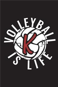 K Monogram Initial Volleyball Journal