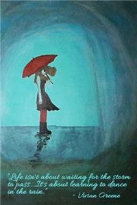Dancing in the Rain - Blank Notebook with a Line Scroll Borders
