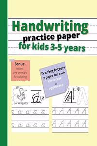 Handwriting practice paper for kids 3-5 years