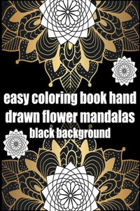 Easy coloring book hand drawn flower mandalas black background
