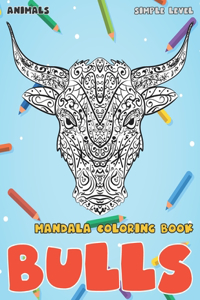 Mandala Coloring Book Simple Level - Animals - Bulls