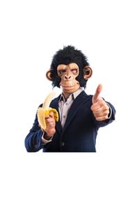 Monkey Man Eating a Banana and Showing Thumbs Up - Blank Lined Notebook