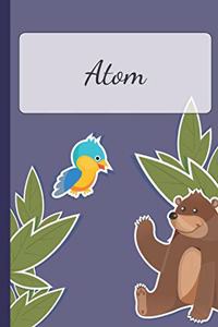 Atom: Personalized Notebooks - Sketchbook for Kids with Name Tag - Drawing for Beginners with 110 Dot Grid Pages - 6x9 / A5 size Name Notebook - Perfect a