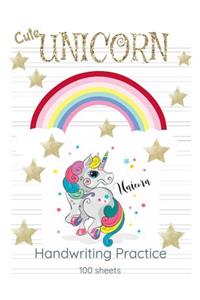 Cute Unicorn Handwriting Practice