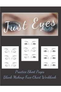 Makeup Artist Blank Faces Charts JUST EYES Paper Sheets Workbook to Practice & Record Different Techniques