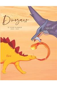 2020-2029 10 Ten Year Planner Monthly Calendar Dinosaur Goals Agenda Schedule Organizer