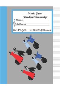 Music Sheet Standard Manuscript 108 Pages 12 Staffs Staves