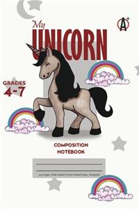 My Unicorn Primary Composition 4-7 Notebook, 102 Sheets, 6 x 9 Inch White Cover