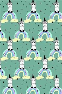 Journal Notebook Little Unicorns On Rainbows Pattern 4
