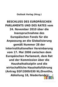 BESCHLUSS vom 24. November 2010 über die Inanspruchnahme des Europäischen Fonds für die Anpassung an die Globalisierung gemäß Nummer 28 der Interinstitutionellen Vereinbarung vom 17. Mai 2006 über die Haushaltsdisziplin und die wirtschaftliche Haus