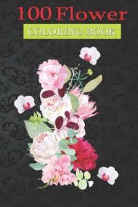 100 Flower Coloring Book