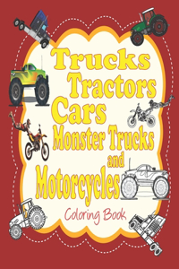 Trucks, Tractors, Monster Trucks, cars, Coloring Book