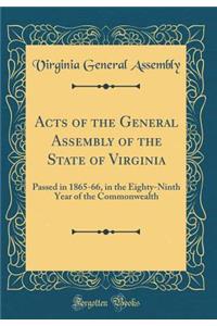 Acts of the General Assembly of the State of Virginia: Passed in 1865-66, in the Eighty-Ninth Year of the Commonwealth (Classic Reprint)