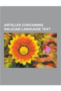 Articles Containing Galician Language Text