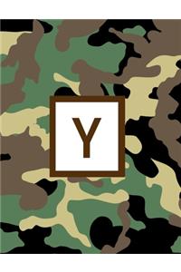 Y: Letter Monogrammed 2020 Weekly Planner For Hunter Or Hunting Guide - Camo Camouflage January 2020 - December 2020 (8.5"x11")