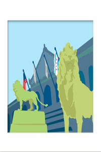 Art Institute of Chicago Lions Matted Print: 16 X 20
