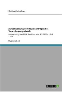 Zurückweisung von Beweisanträgen bei Verschleppungsabsicht