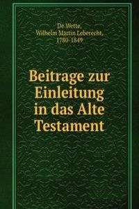 Beitrage zur Einleitung in das Alte Testament