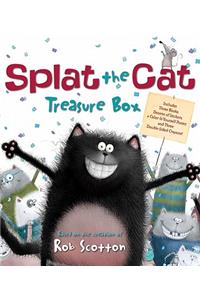 Splat the Cat Treasure Box: Splat the Cat Sings Flat /Splat the Cat and the Duck With No Quack / Splat the Cat: Back to Schook, Splat!, and Color-it-yourself Poster