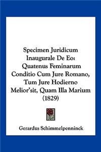 Specimen Juridicum Inaugurale De Eo