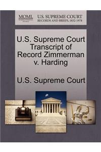 U.S. Supreme Court Transcript of Record Zimmerman V. Harding