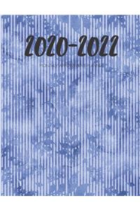 2020-2022 Three 3 Year Planner Stripe Blue Leaves Monthly Calendar Gratitude Agenda Schedule Organizer