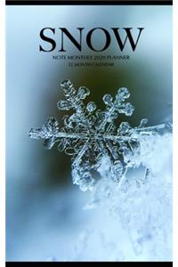 Snow Note Monthly 2020 Planner 12 Month Calendar