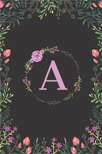 Floral Monogram Letter A Journal