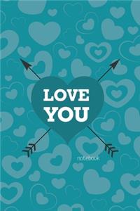 Love You Notebook, Blank Write-in Journal, Dotted Lines, Wide Ruled, Medium (A5) 6 x 9 In (Royal Blue)