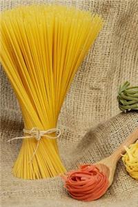 Pasta Displayed on Burlap Journal