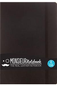 Monsieur Notebook Black Leather Plain Medium