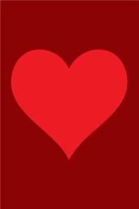 Blank Notebook - 100 Pages - Red Heart on Maroon