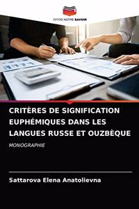 Critères de Signification Euphémiques Dans Les Langues Russe Et Ouzbèque