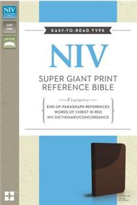 NIV, Super Giant Print Reference Bible, Giant Print, Leathersoft, Brown, Red Letter Edition
