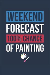 Painting Notebook 'Weekend Forecast 100% Chance of Painting' - Funny Gift for Painter - Painting Journal