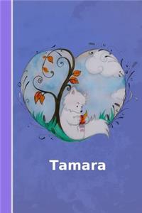 Tamara: Personalisiertes Notizbuch - Fuchs Mit Herz - Softcover - 120 Seiten - Leer / Blanko / Nummeriert - Notebook - Tagebuch - Diary - Scrapbook - Gesche