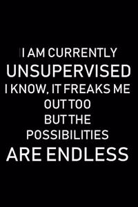 I Am Currently Unsupervised I Know, It Freaks Me Out Too But the Possibilities Are Endless