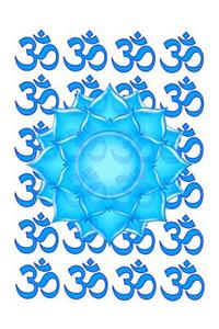 Blue Glass Lotus Flower Drawing With Om Pattern