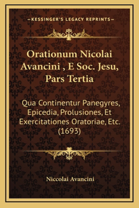 Orationum Nicolai Avancini, E Soc. Jesu, Pars Tertia