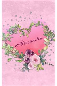 Alessandra: Personalized Small Journal - Gift Idea for Women & Girls (Pink Floral Heart Wreath)