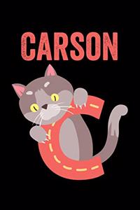 Carson: Journal (Diary, Notebook) Personalized Custom Name Alphabet Cat Birthday Gift for Boys